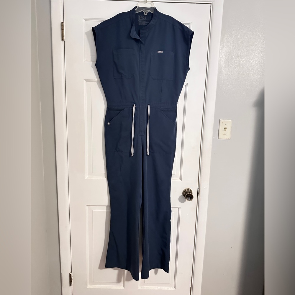 Figs teal Blue Utility Jumpsuit Romper